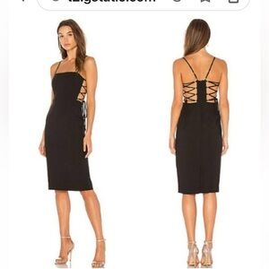 BCBGMaxAzria Black Lace-Up Midi Dress